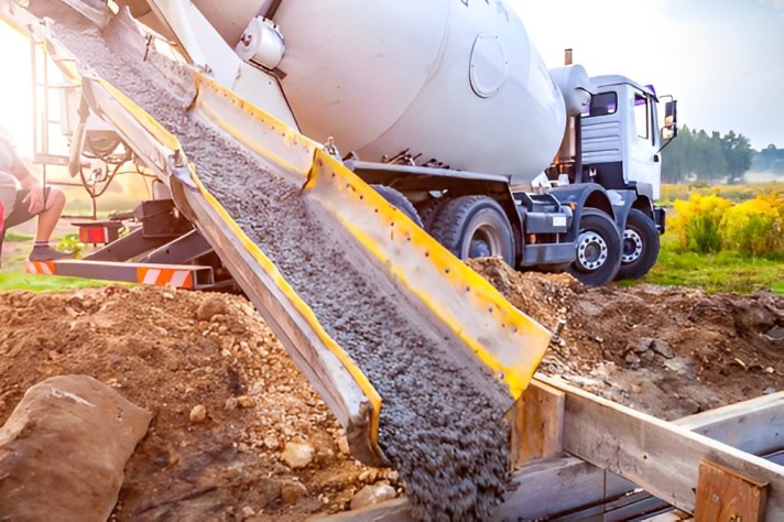 Reliable construction material supplier truck delivering cement and sand in Dubai