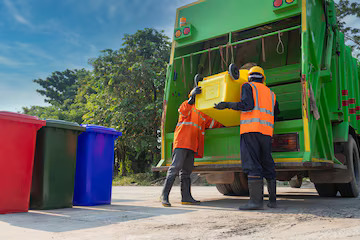 Rubbish removal crew loading junk onto a truck during a weekend in Dubai